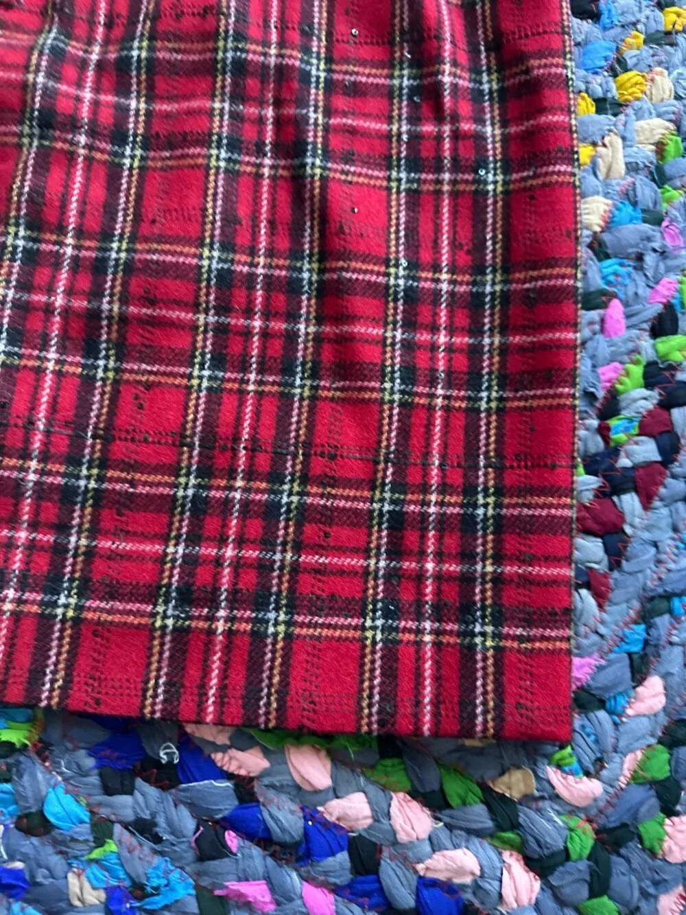 Talbots Red Tartan Plaid Skirt W/ Sequins Womens Size 14 Academia Holiday Preppy
